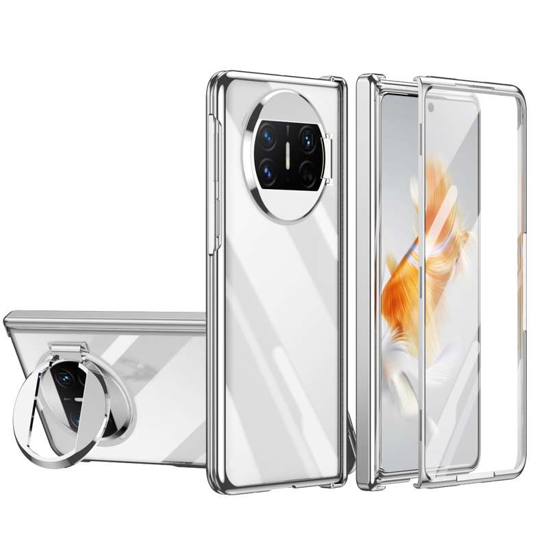 For Huawei Mate X3 Integrated Electroplating PC Folding Phone Case with Hinge(Silver)
