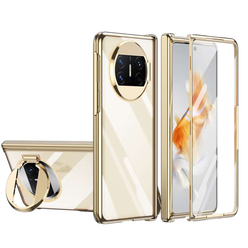 For Huawei Mate X3 Integrated Electroplating PC Folding Phone Case with Hinge(Silver)