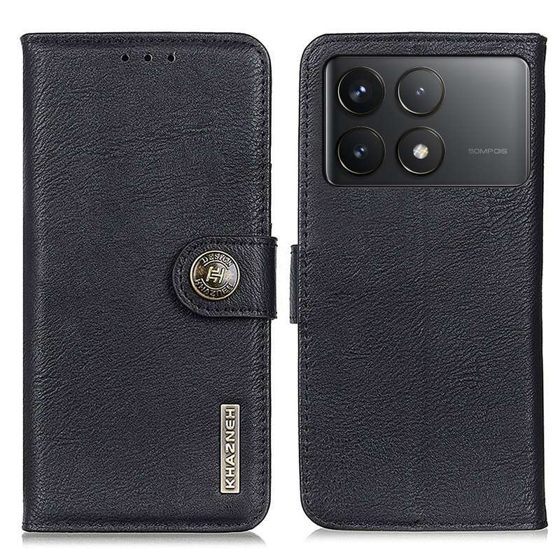 For Xiaomi Poco F6 Pro KHAZNEH Cowhide Texture Flip Leather Phone Case(Black)
