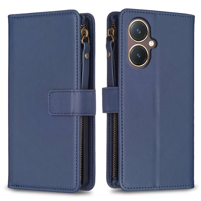 For vivo Y27 4G 9 Card Slots Zipper Wallet Leather Flip Phone Case(Green)