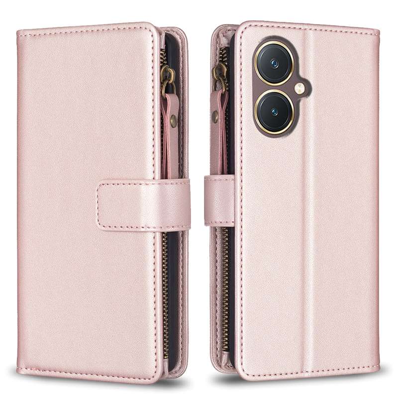 For vivo Y27 4G 9 Card Slots Zipper Wallet Leather Flip Phone Case(Green)