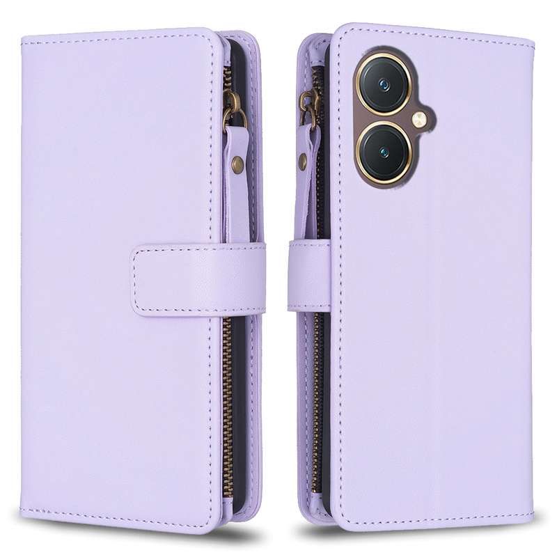 For vivo Y27 4G 9 Card Slots Zipper Wallet Leather Flip Phone Case(Green)