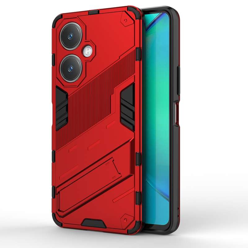 For vivo Y27 4G Global Punk Armor 2 in 1 PC + TPU Phone Case with Holder(Black)
