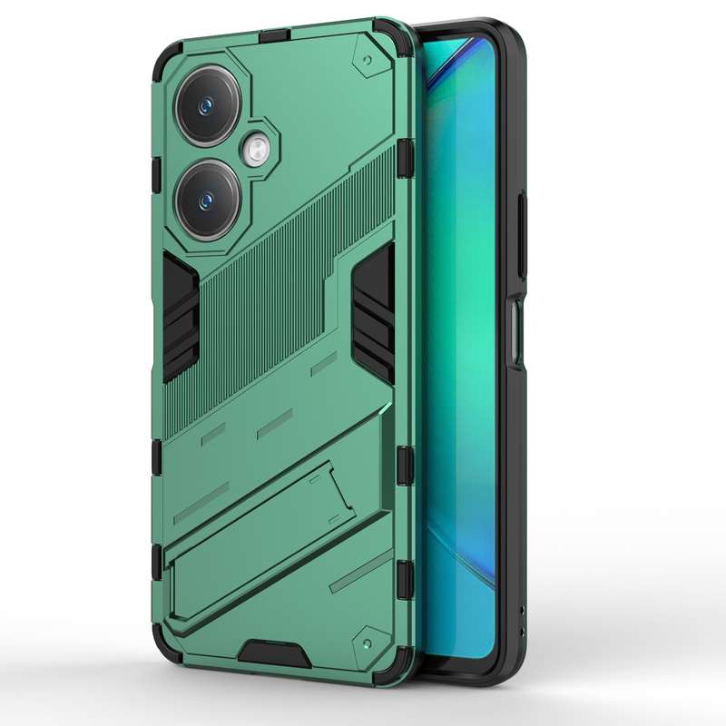 For vivo Y27 4G Global Punk Armor 2 in 1 PC + TPU Phone Case with Holder(Black)