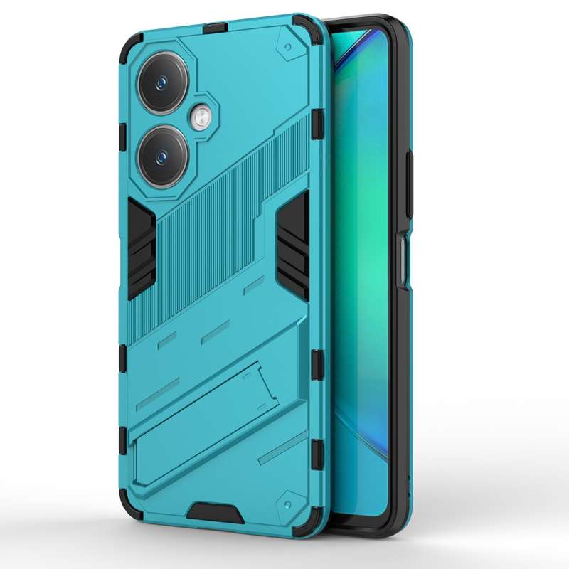 For vivo Y27 4G Global Punk Armor 2 in 1 PC + TPU Phone Case with Holder(Black)