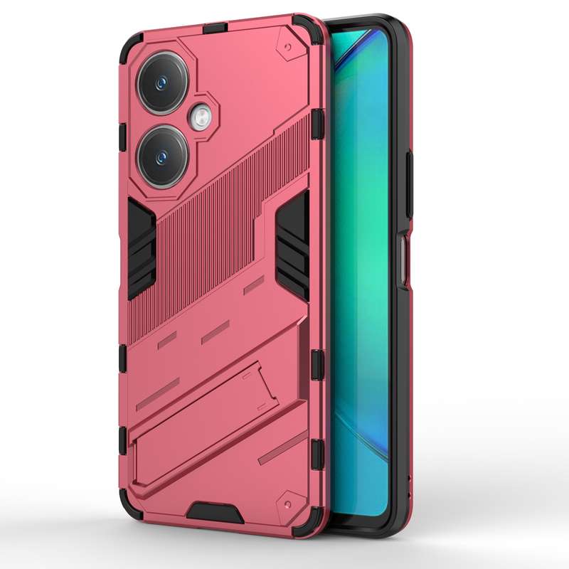 For vivo Y27 4G Global Punk Armor 2 in 1 PC + TPU Phone Case with Holder(Black)
