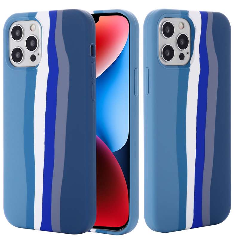 For iPhone 15 Pro Rainbow Liquid Silicone Phone Case(Red)