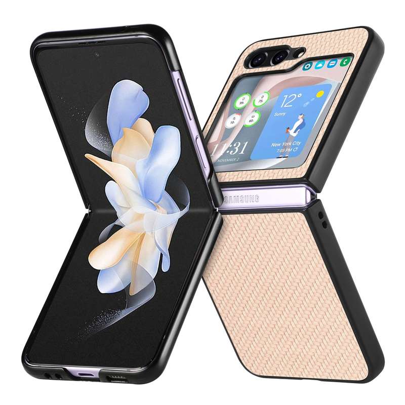 For Samsung Galaxy Z Flip5 Carbon Fiber Fold Back Phone Case(Black)