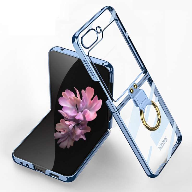 For Samsung Galaxy Z Flip6 GKK Electroplating Phone Case with Ring(Blue)