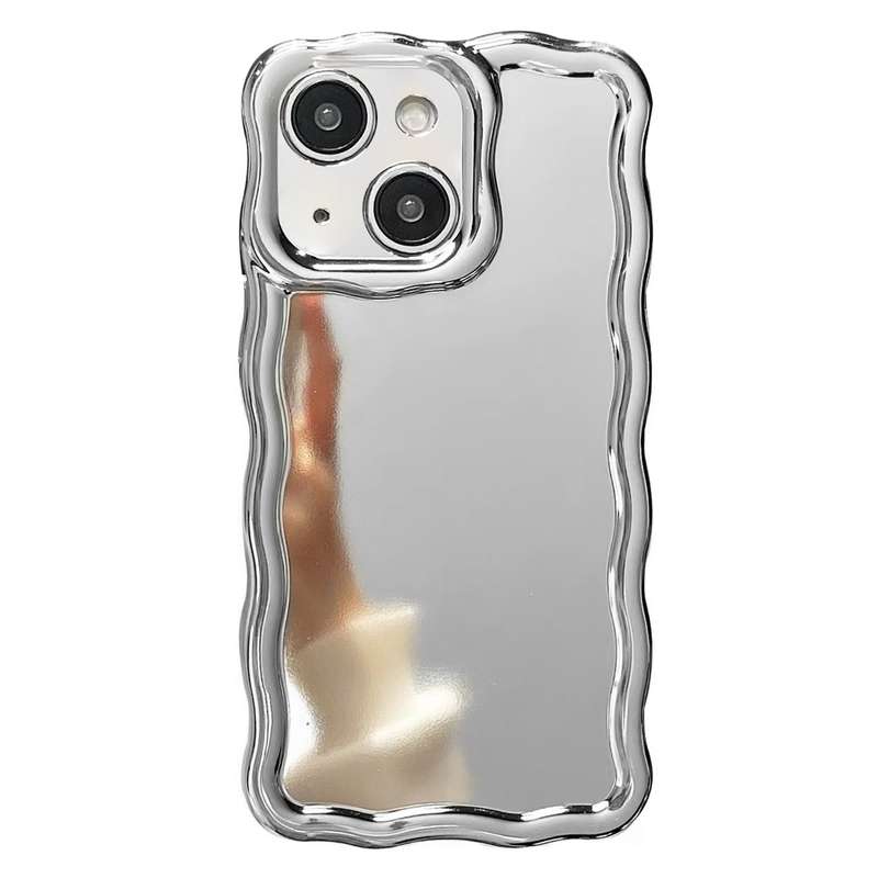For iPhone 13 Electroplated Mirror Waves Silicone Phone Case(Silver)