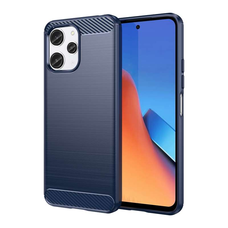 For Xiaomi Redmi 12 Carbon Fiber Brushed Texture TPU Phone Case(Blue)