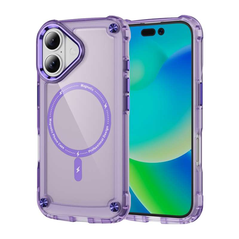 For iPhone 16 Plus Skin Feel TPU + PC MagSafe Magnetic Phone Case(Transparent Purple)