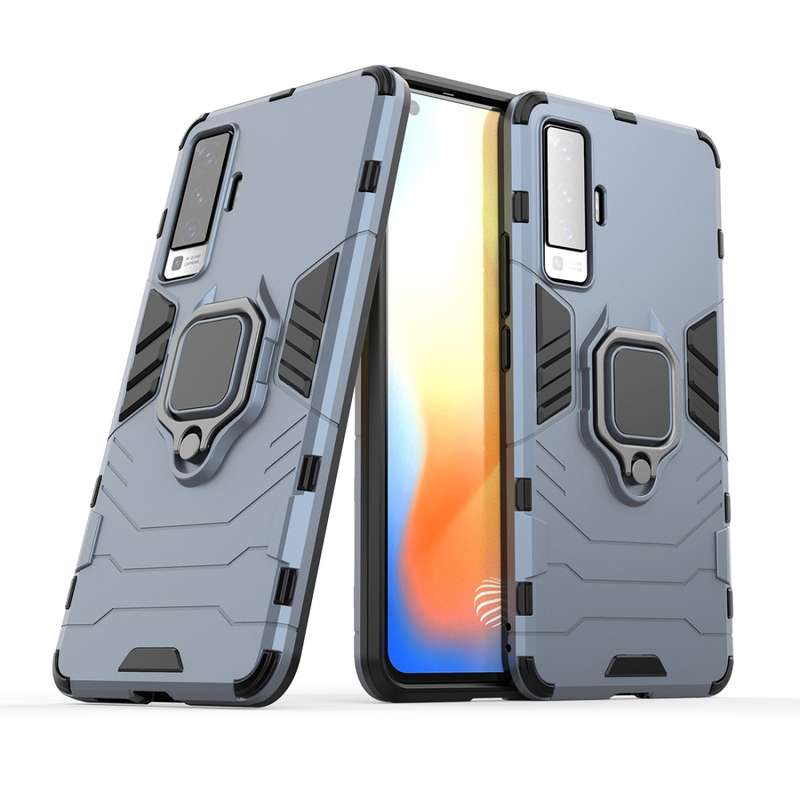 For vivo X50 PC + TPU Anti-fall Protective Case with Ring Holder(Black)