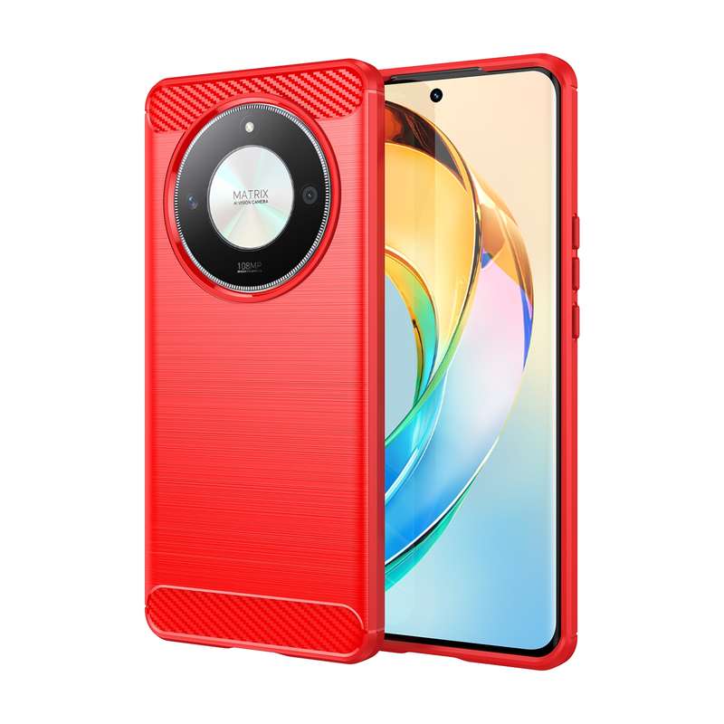 For Honor X9B Brushed Texture Carbon Fiber TPU Phone Case(Red)