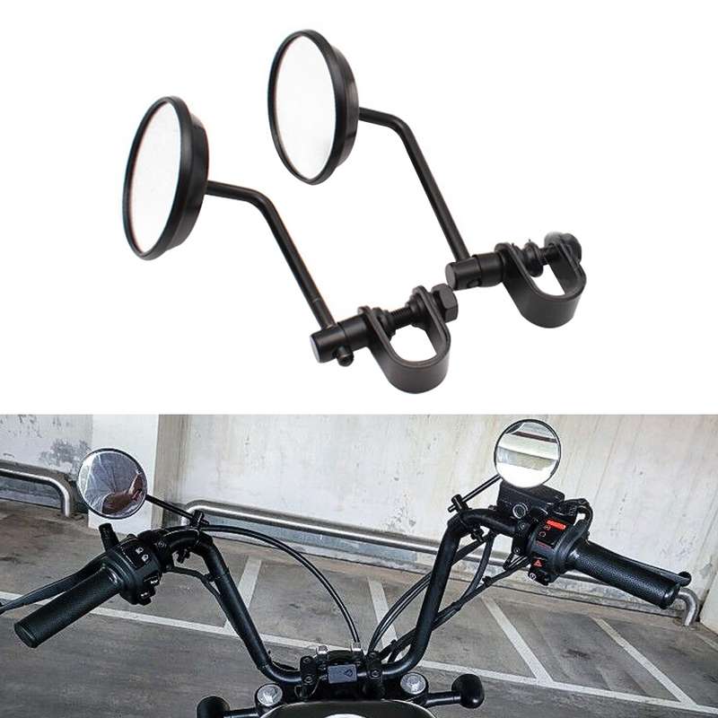 SF-127 Motorcycle Small Round Rearview Mirror Reversing Mirror(Black)