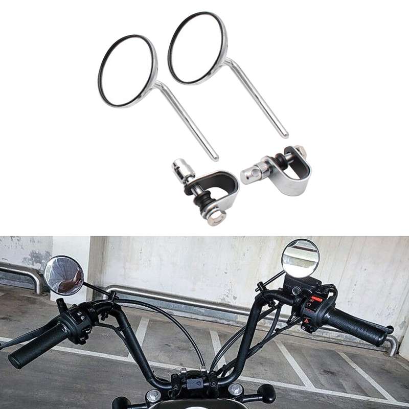 SF-127 Motorcycle Small Round Rearview Mirror Reversing Mirror(Silver Plating)
