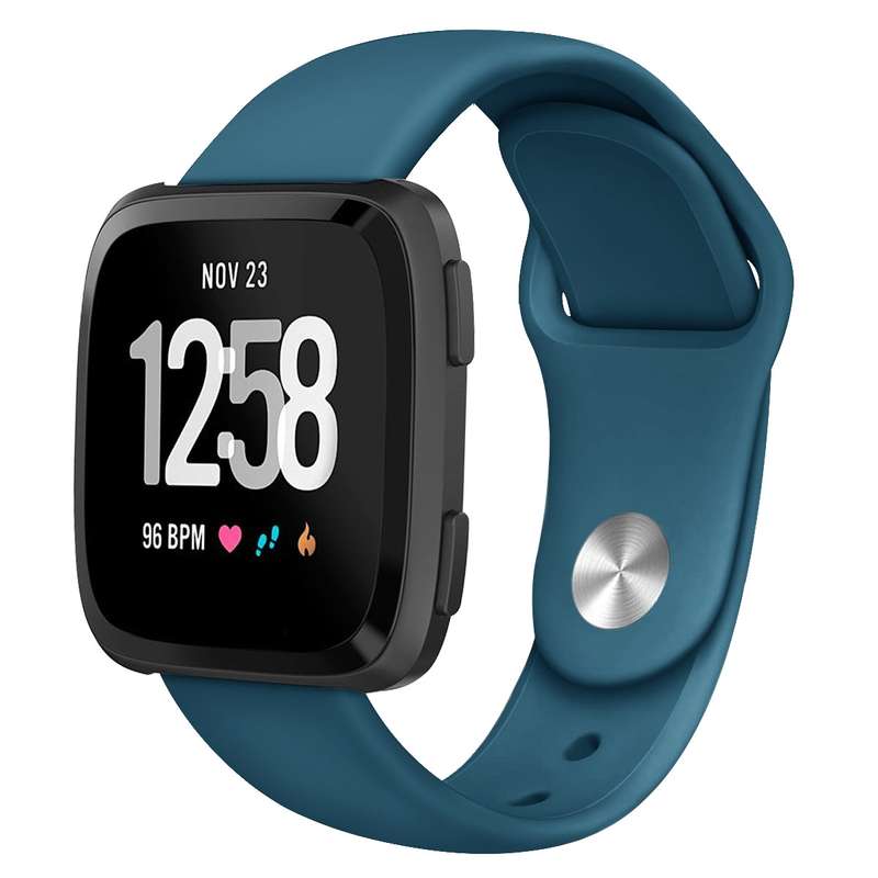 For Fitbit Versa 2 / Fitbit Versa / Fitbit Versa Lite Solid Color Silicone Watch Band, Size:L(Navy)