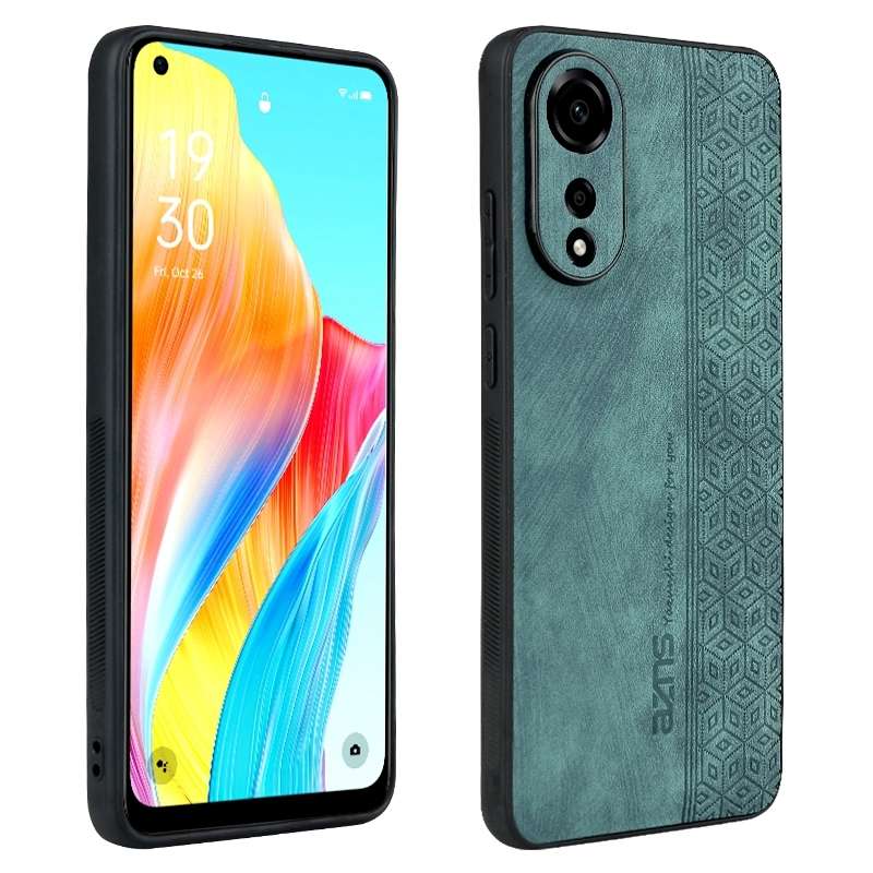 For OPPO A78 4G AZNS 3D Embossed Skin Feel Phone Case(Black)