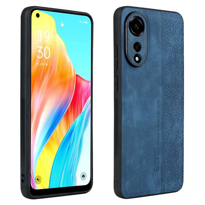 For OPPO A78 4G AZNS 3D Embossed Skin Feel Phone Case(Black)