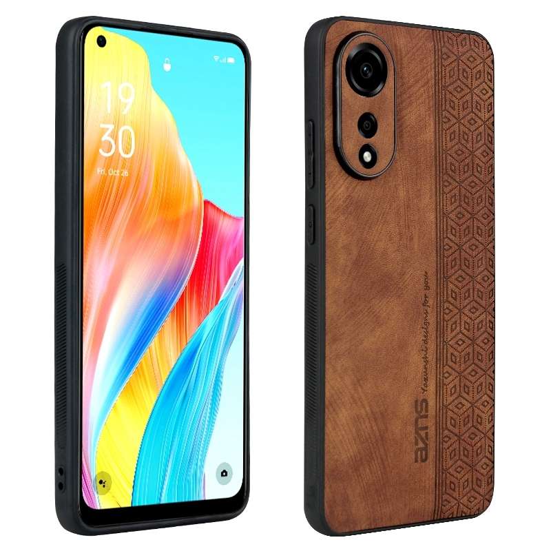 For OPPO A78 4G AZNS 3D Embossed Skin Feel Phone Case(Black)