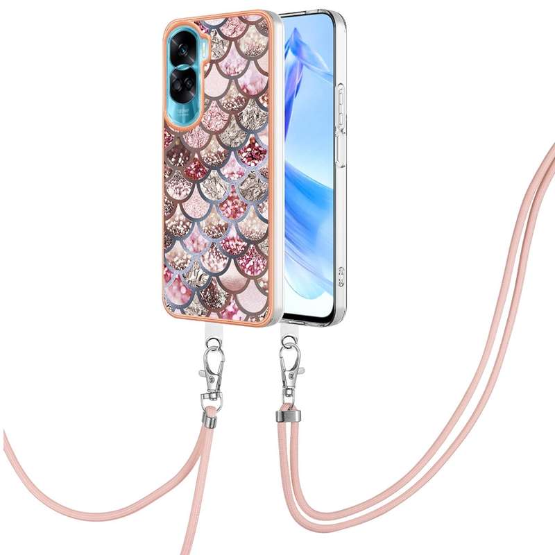 For Honor 90 Lite 5G Electroplating IMD TPU Phone Case with Lanyard(Dream Butterfly)