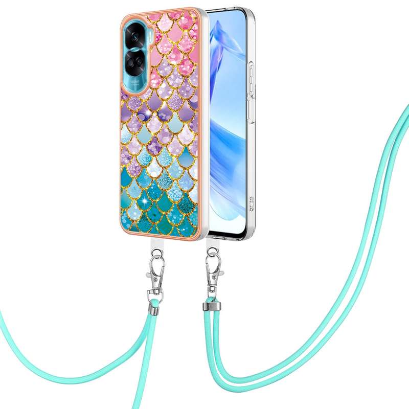 For Honor 90 Lite 5G Electroplating IMD TPU Phone Case with Lanyard(Dream Butterfly)