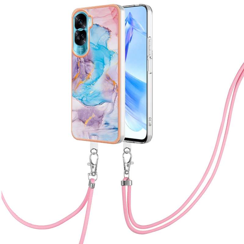 For Honor 90 Lite 5G Electroplating IMD TPU Phone Case with Lanyard(Dream Butterfly)