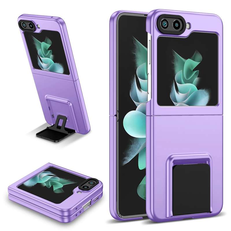 For Samsung Galaxy Z Flip6 5G Three-dimensional Folding Holder PC Phone Case(Purple)