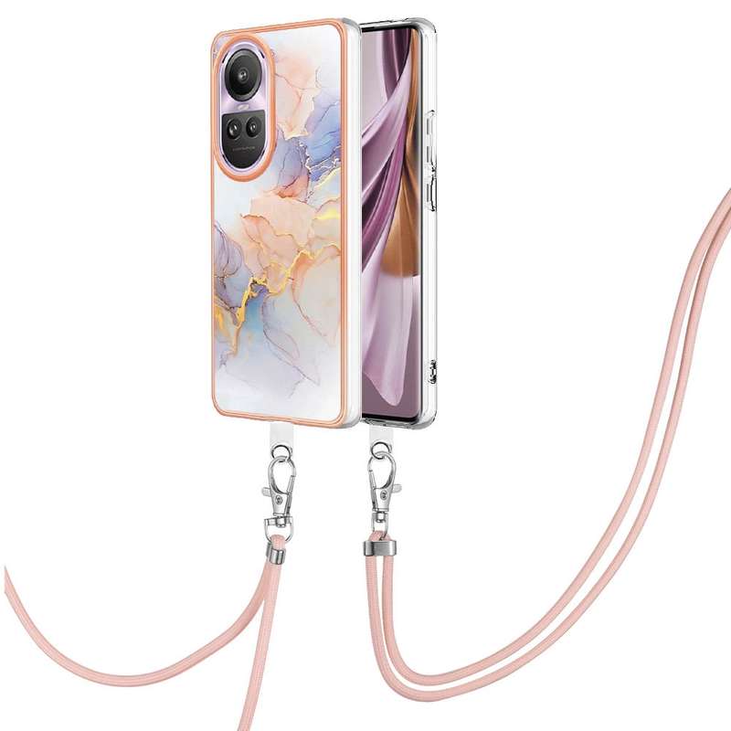 For OPPO Reno10 Pro 5G Global Electroplating IMD TPU Phone Case with Lanyard(Colorful Scales)