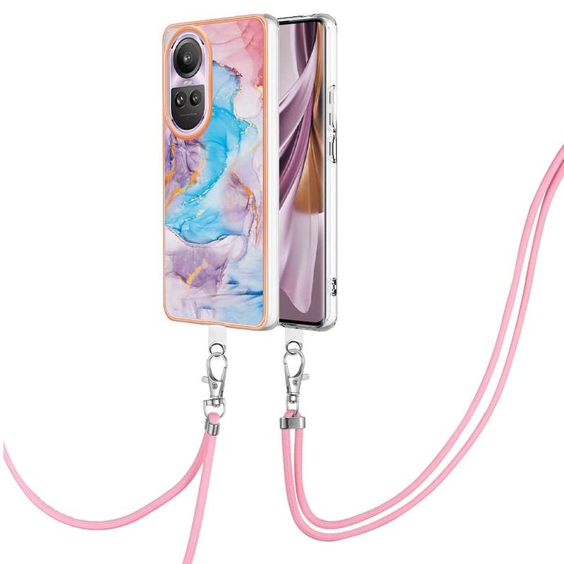 For OPPO Reno10 Pro 5G Global Electroplating IMD TPU Phone Case with Lanyard(Colorful Scales)