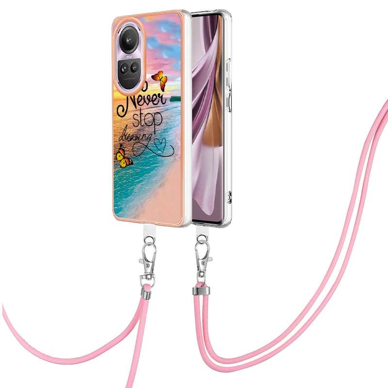 For OPPO Reno10 Pro 5G Global Electroplating IMD TPU Phone Case with Lanyard(Colorful Scales)