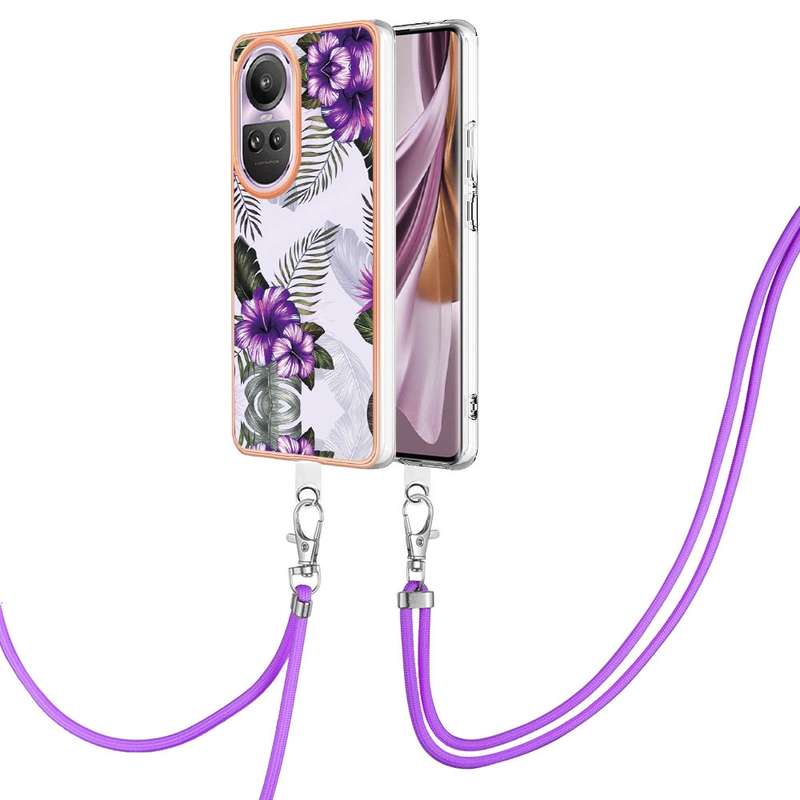For OPPO Reno10 Pro 5G Global Electroplating IMD TPU Phone Case with Lanyard(Colorful Scales)