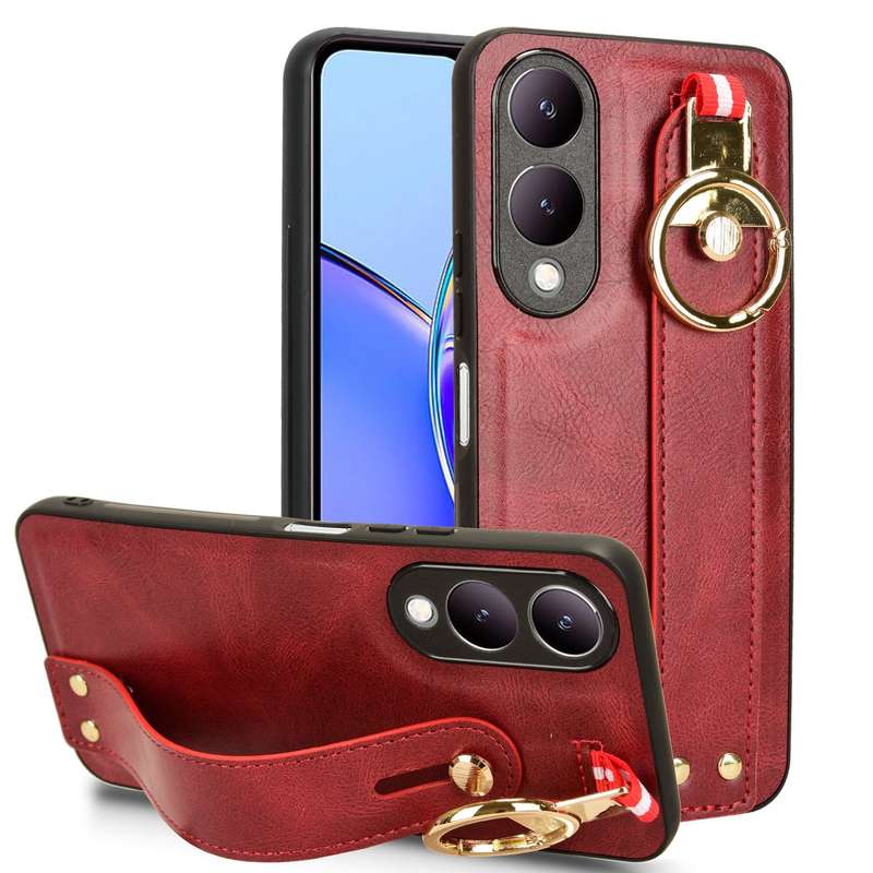 For vivo Y17s 4G Wristband Leather Back Phone Case(Green)