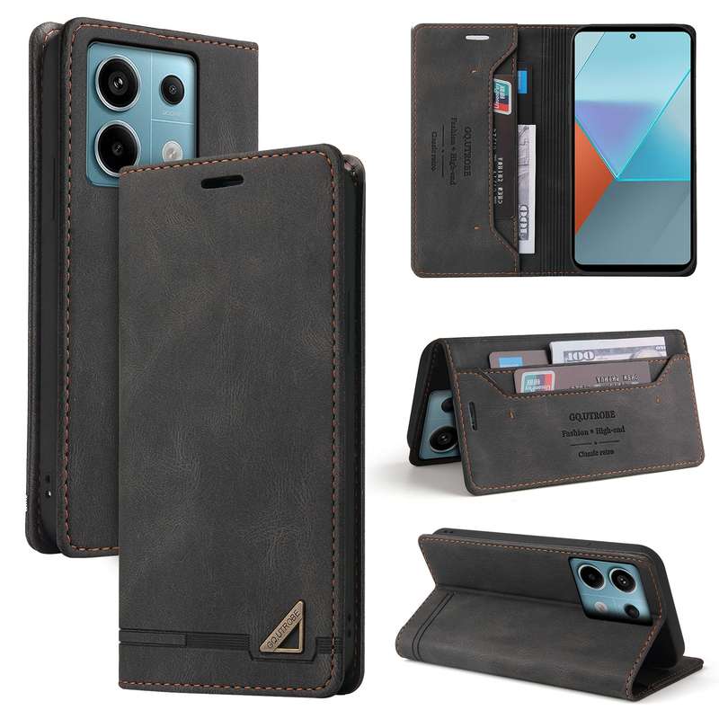 For Xiaomi Redmi Note 13 Pro 5G Skin Feel Anti-theft Brush Horizontal Flip Leather Case with Holder(