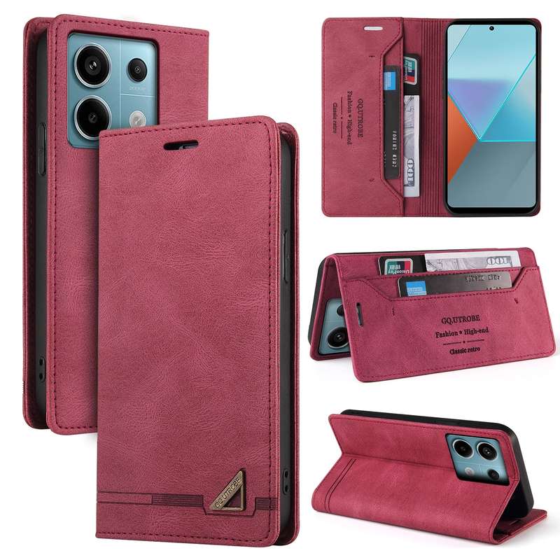 For Xiaomi Redmi Note 13 Pro 5G Skin Feel Anti-theft Brush Horizontal Flip Leather Case with Holder(
