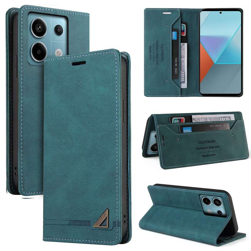 For Xiaomi Redmi Note 13 Pro 5G Skin Feel Anti-theft Brush Horizontal Flip Leather Case with Holder(