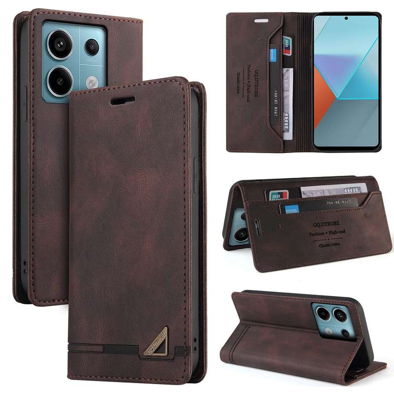 For Xiaomi Redmi Note 13 Pro 5G Skin Feel Anti-theft Brush Horizontal Flip Leather Case with Holder(