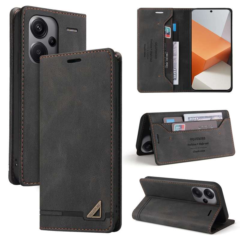 For Xiaomi Redmi Note 13 Pro+ Skin Feel Anti-theft Brush Horizontal Flip Leather Case with Holder(Bl
