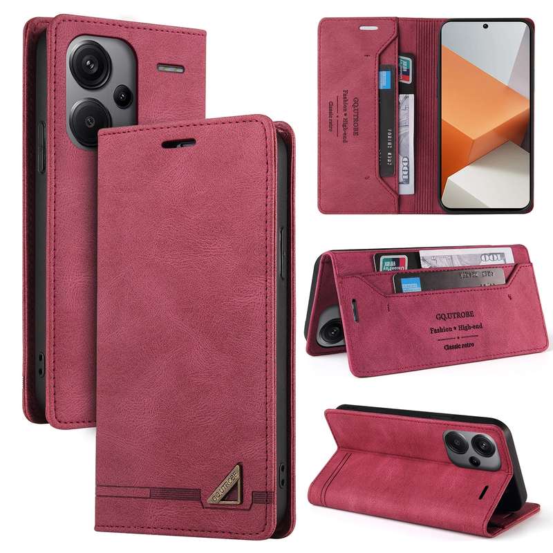 For Xiaomi Redmi Note 13 Pro+ Skin Feel Anti-theft Brush Horizontal Flip Leather Case with Holder(Bl