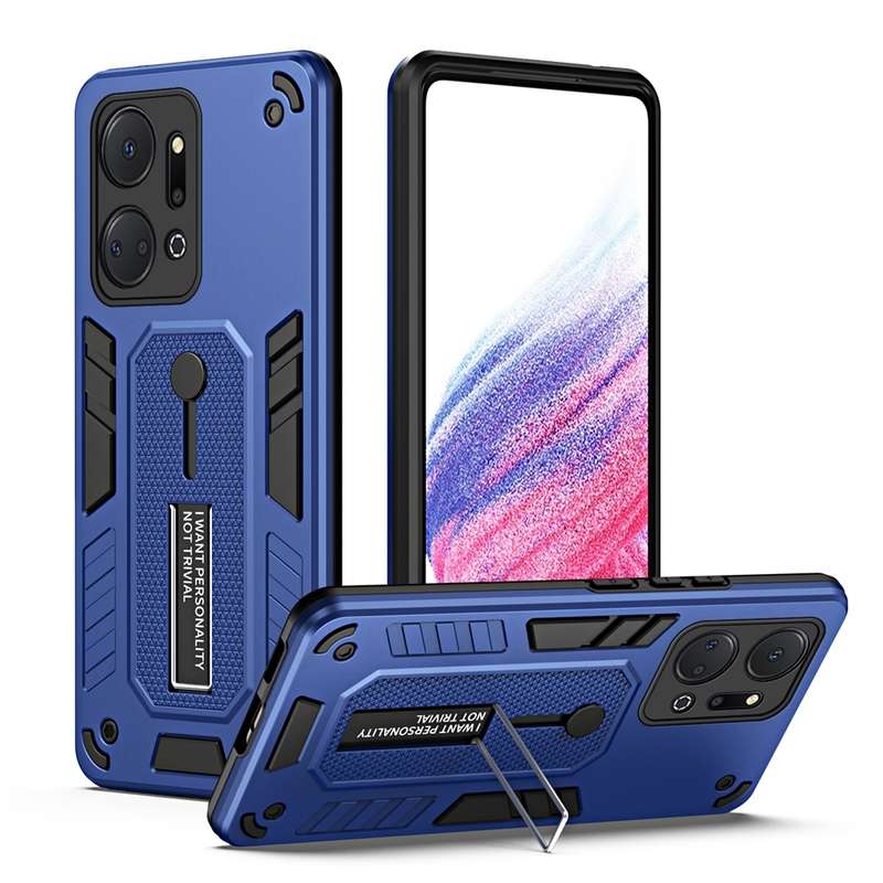 For Honor X7a 2023 Variety Brave Armor Finger Loop Holder Phone Case(Black)