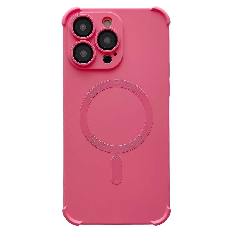 For iPhone 12 Pro Max Four Corner Shockproof Skin Feel MagSafe Magnetic Phone Case(Black)