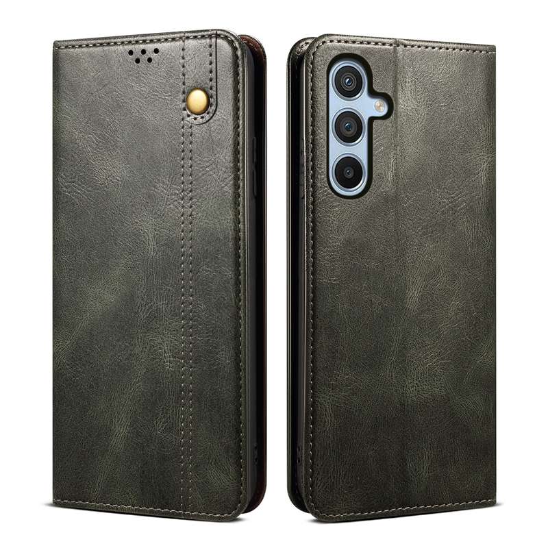 For Samsung Galaxy M15 / F15 Oil Wax Crazy Horse Texture Leather Phone Case(Green)