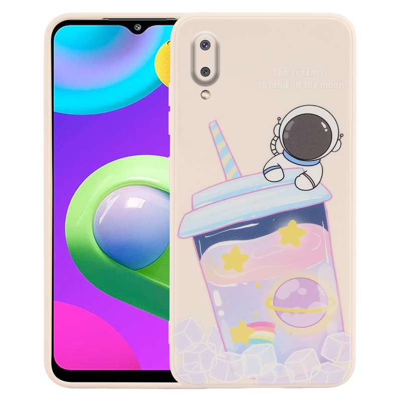 For Samsung Galaxy A02 EU Version Milk Tea Astronaut Pattern Liquid Silicone Phone Case(Black)