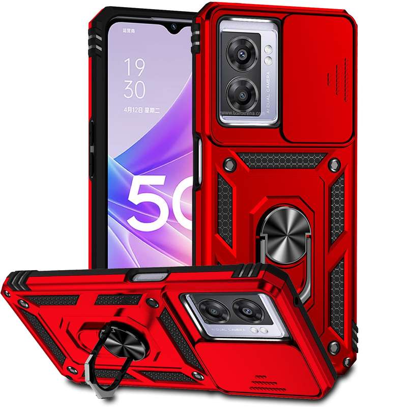 For OPPO A57 Sliding Camshield Holder Phone Case(Black)