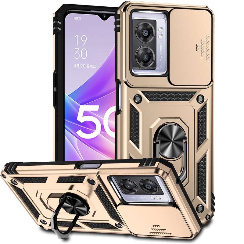 For OPPO A57 Sliding Camshield Holder Phone Case(Black)
