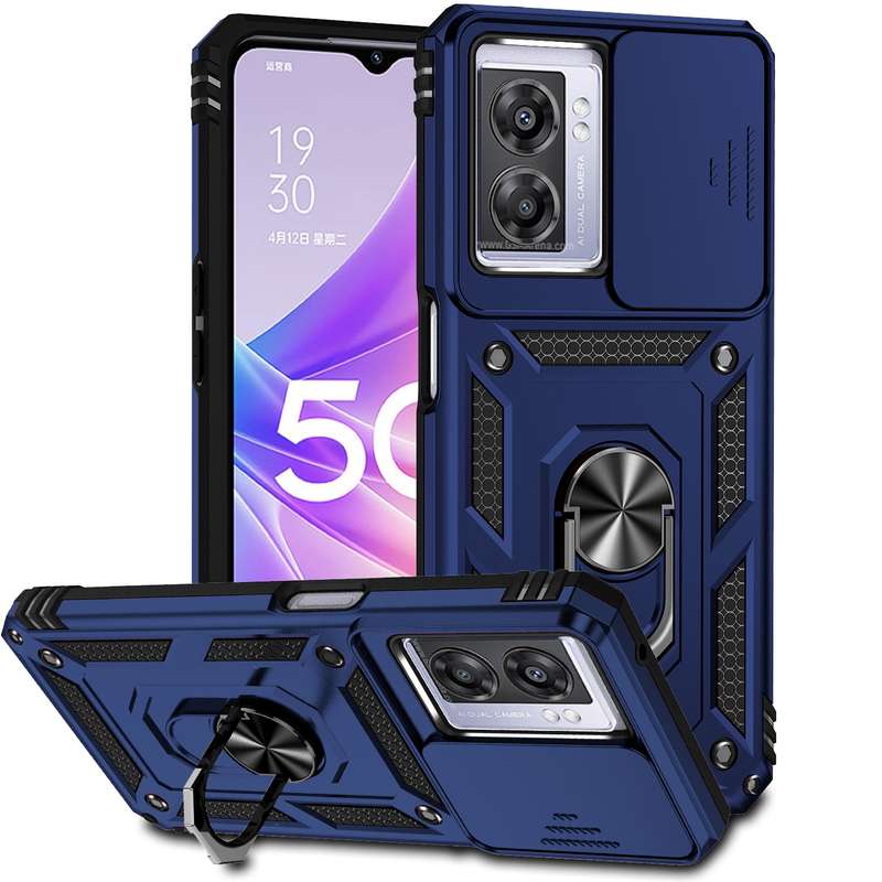 For OPPO A57 Sliding Camshield Holder Phone Case(Black)