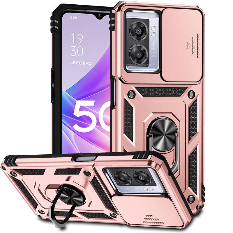 For OPPO A57 Sliding Camshield Holder Phone Case(Black)