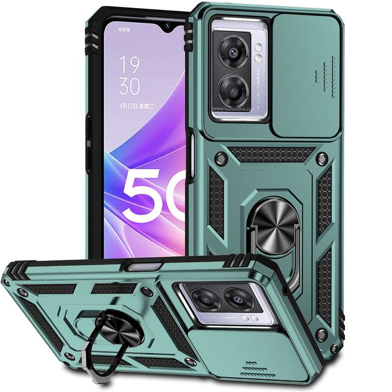 For OPPO A57 Sliding Camshield Holder Phone Case(Black)