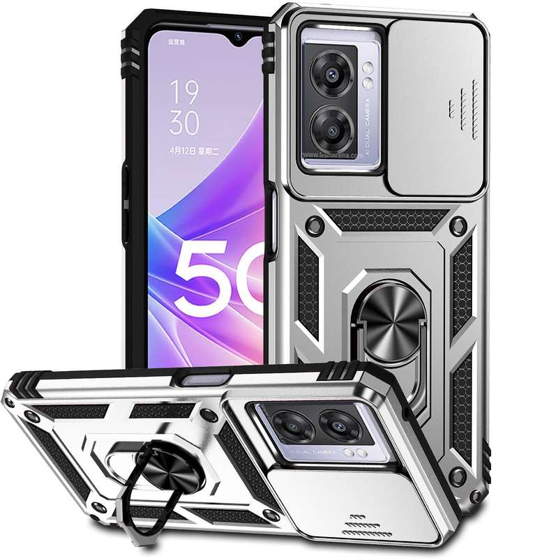 For OPPO A57 Sliding Camshield Holder Phone Case(Black)