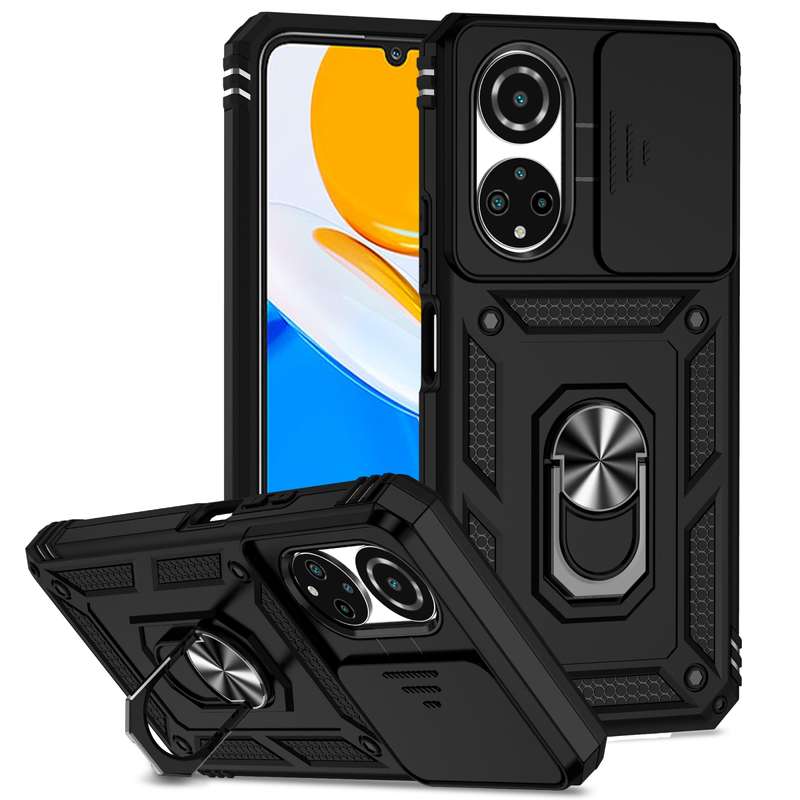 For Honor X7 Sliding Camshield Holder Phone Case(Dark Green)